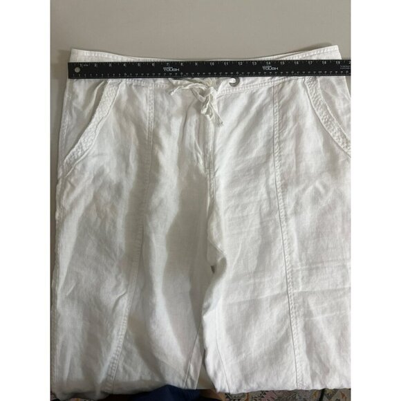 Tommy Bahama Sz 16 White 100% Linen Pants With Adjustable Tie Waist - Picture 7 of 9